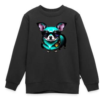 Néon futuriste Chihuahua - Sweat Premium enfant bio - noir - Devant - AI Model Kid Female (0cm)