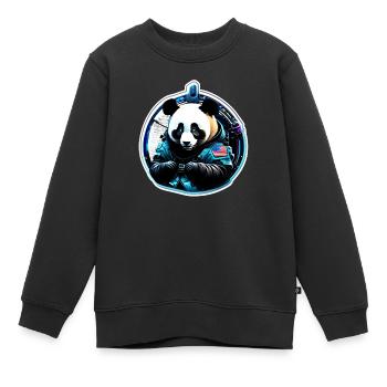Panda Astronaute futuriste - Sweat Premium enfant bio - noir - Devant - AI Model Kid Female (0cm)