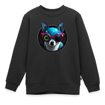 Néon futuriste Chihuahua - Sweat Premium enfant bio - noir - Devant - AI Model Kid Female (0cm)