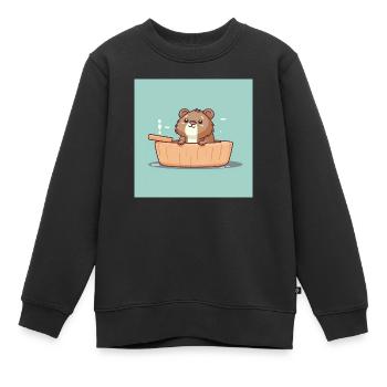 Süßer Biber in der Badewanne - Kinder Premium Organic Sweatshirt - Schwarz - Vorne - AI Model Kid Female (0cm)