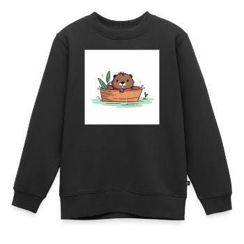 Süßer Biber in der Badewanne - Kinder Premium Organic Sweatshirt - Schwarz - Vorne - AI Model Kid Female (0cm)