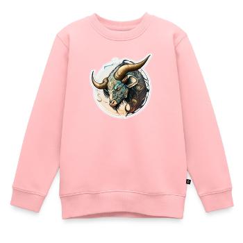 Stier Büffel - Kinder Premium Organic Sweatshirt - Rosa - Vorne - AI Model Kid Female (0cm)