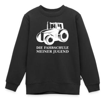 Traktor die Fahrschule meiner Jugend weiß - Kinder Premium Organic Sweatshirt - Schwarz - Vorne - AI Model Kid Female (0cm)