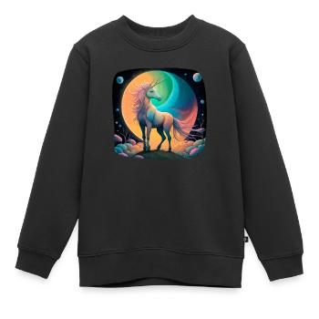 Licorne fantastique mystique - Sweat Premium enfant bio - noir - Devant - AI Model Kid Female (0cm)