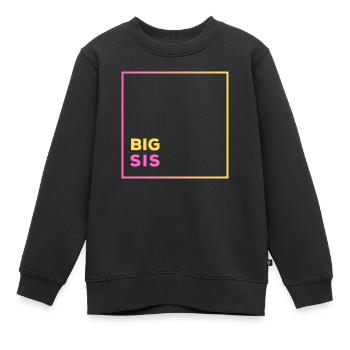Grande soeur Big Sis Minimaliste - Sweat Premium enfant bio - noir - Devant - AI Model Kid Female (0cm)