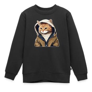 Cute Cat Ur-Tshirt - Kinder Premium Organic Sweatshirt - Schwarz - Vorne - AI Model Kid Female (0cm)