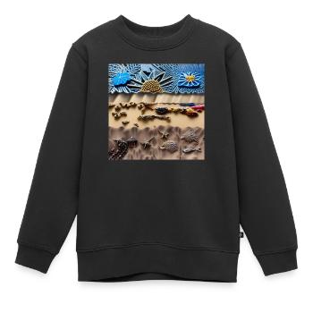 Plage ensoleillée - Sweat Premium enfant bio - noir - Devant - AI Model Kid Female (0cm)