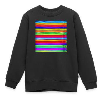 horizontale dünne Streifen in verrückten Farben - Kinder Premium Organic Sweatshirt - Schwarz - Vorne - AI Model Kid Female (0cm)