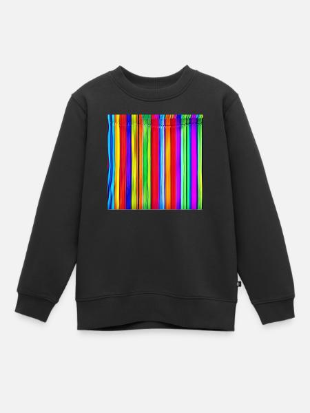 fines bandes verticales de couleurs folles - Sweat Premium enfant bio - noir