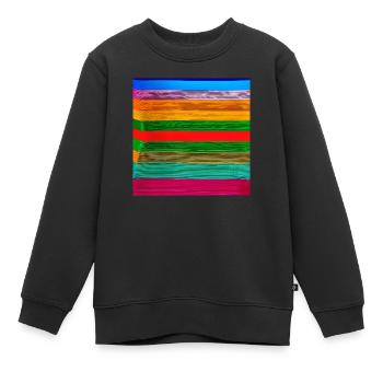 horizontale dicke Streifen in verrückten Farben - Kinder Premium Organic Sweatshirt - Schwarz - Vorne - AI Model Kid Female (0cm)