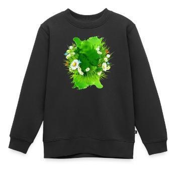 Frühlingsmotiv mit Wiese Blumen Gras - Kinder Premium Organic Sweatshirt - Schwarz - Vorne - AI Model Kid Female (0cm)