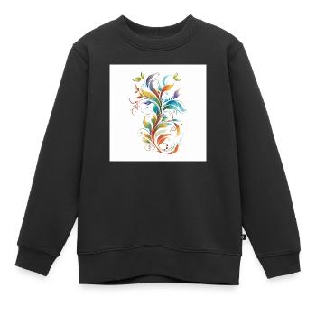 Elegante Blumenillustration mit edlen Verzierungen - Kinder Premium Organic Sweatshirt - Schwarz - Vorne - AI Model Kid Female (0cm)