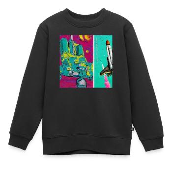 navette spatiale van gogh - Sweat Premium enfant bio - noir - Devant - AI Model Kid Female (0cm)