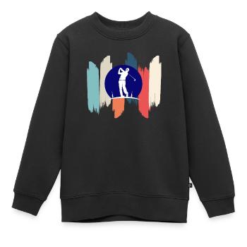 Retro-Regenbogengolf - Kinder Premium Organic Sweatshirt - Schwarz - Vorne - AI Model Kid Female (0cm)