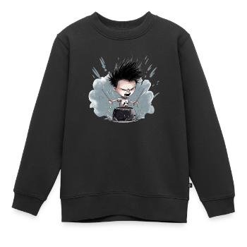 Angry Drummer Boy - Kinder Premium Organic Sweatshirt - Schwarz - Vorne - AI Model Kid Female (0cm)