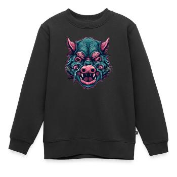 Schwein - Kinder Premium Organic Sweatshirt - Schwarz - Vorne - AI Model Kid Female (0cm)