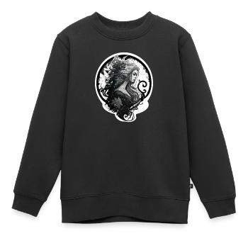 Buste femme tatoué - Sweat Premium enfant bio - noir - Devant - AI Model Kid Female (0cm)