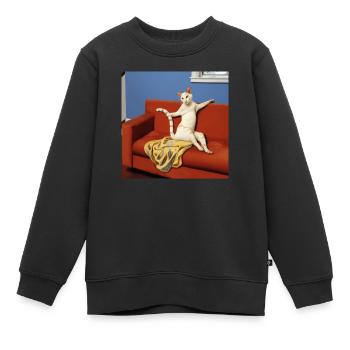 Renaissance-Kunstwerk mit der lasziven Katze - Kinder Premium Organic Sweatshirt - Schwarz - Vorne - AI Model Kid Female (0cm)