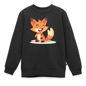 Clever Fox - Kinder Premium Organic Sweatshirt - Schwarz - Vorne - AI Model Kid Female (0cm)