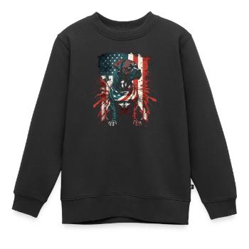 Stars and Stripes American Dog - Kinder Premium Organic Sweatshirt - Schwarz - Vorne - AI Model Kid Female (0cm)