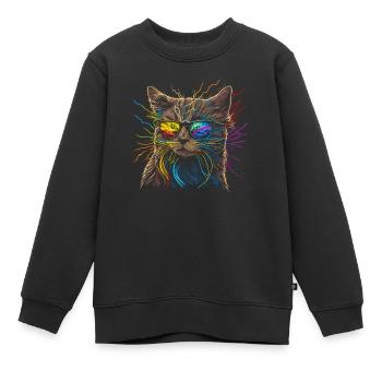 Aquarelle Cat Cat Deco Art - Sweat Premium enfant bio - noir - Devant - AI Model Kid Female (0cm)