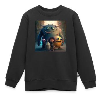 Friendly monsters - Kids Premium Organic Sweatshirt - black - Front - AI Model Kid Female (0cm)