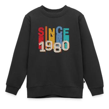 Since 1980 retro - Sweat Premium enfant bio - noir - Devant - AI Model Kid Female (0cm)