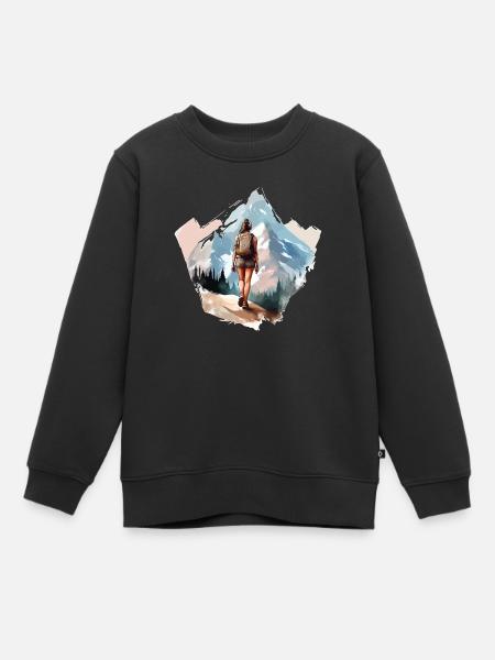 Wandern Frau Berge - Kinder Premium Organic Sweatshirt - Schwarz