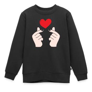 Cœurs de doigts 5 - Sweat Premium enfant bio - noir - Devant - AI Model Kid Female (0cm)