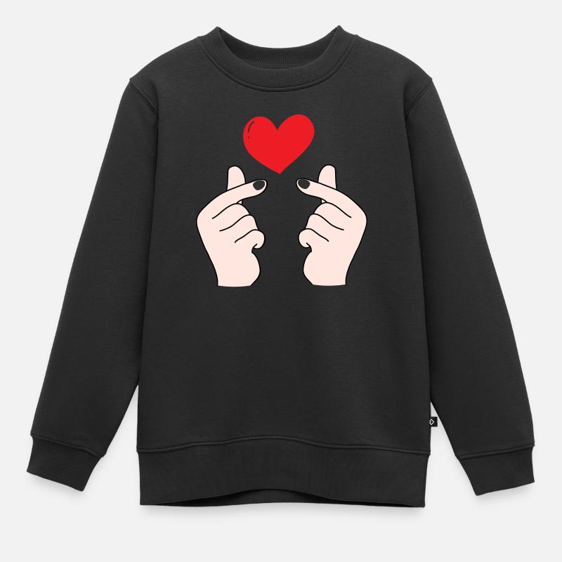 Cœurs de doigts 5 - Sweat Premium enfant bio - noir