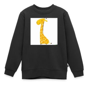 Illustrations animalières pour enfants bébé girafe - Sweat Premium enfant bio - noir - Devant - AI Model Kid Female (0cm)