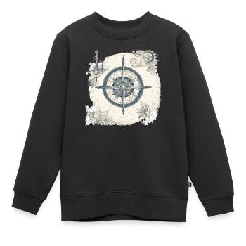 Alte Seekarte - Kinder Premium Organic Sweatshirt - Schwarz - Vorne - AI Model Kid Female (0cm)