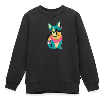 Verspielter Welpe - Kinder Premium Organic Sweatshirt - Schwarz - Vorne - AI Model Kid Female (0cm)