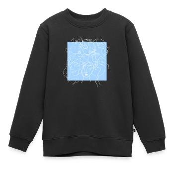 Face line blue - Sweat Premium enfant bio - noir - Devant - AI Model Kid Female (0cm)