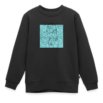 Face line blue - Sweat Premium enfant bio - noir - Devant - AI Model Kid Female (0cm)