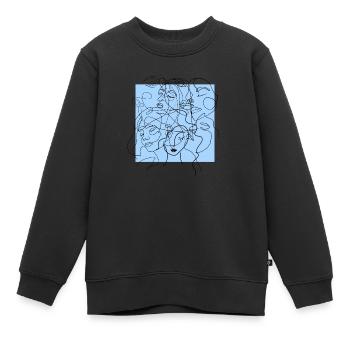Gesichtslinie blau - Kinder Premium Organic Sweatshirt - Schwarz - Vorne - AI Model Kid Female (0cm)