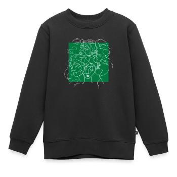 Face line Green - Sweat Premium enfant bio - noir - Devant - AI Model Kid Female (0cm)