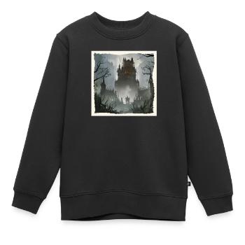 Chateau hanté ambiance sombre - Sweat Premium enfant bio - noir - Devant - AI Model Kid Female (0cm)