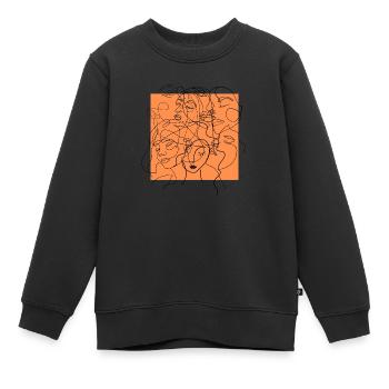 Face line orange - Sweat Premium enfant bio - noir - Devant - AI Model Kid Female (0cm)