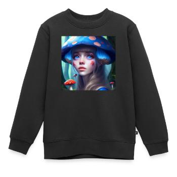 Mushroom Girl in Forest (Style: Fantasy) - Kinder Premium Organic Sweatshirt - Schwarz - Vorne - AI Model Kid Female (0cm)