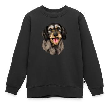 Teckel à poil grossier - Sweat Premium enfant bio - noir - Devant - AI Model Kid Female (0cm)