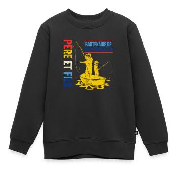 Père Et Fils Partenaire De Pêche Pour La Vie - Sweat Premium enfant bio - noir - Devant - AI Model Kid Female (0cm)