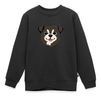 Chien mignon - Sweat Premium enfant bio - noir - Devant - AI Model Kid Female (0cm)