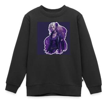 Belle fille manga - Sweat Premium enfant bio - noir - Devant - AI Model Kid Female (0cm)