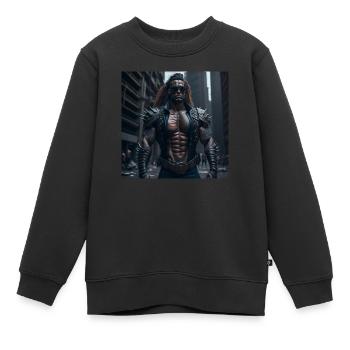 Future Cyberpunkt Warrior - Kinder Premium Organic Sweatshirt - Schwarz - Vorne - AI Model Kid Female (0cm)