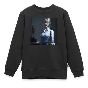 Belle fille manga - Sweat Premium enfant bio - noir - Devant - AI Model Kid Female (0cm)