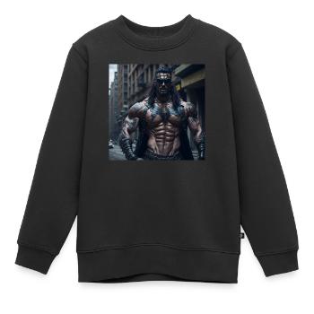 Future Cyberpunkt Warrior - Kinder Premium Organic Sweatshirt - Schwarz - Vorne - AI Model Kid Female (0cm)