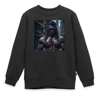 Future Cyberpunkt Warrior - Kinder Premium Organic Sweatshirt - Schwarz - Vorne - AI Model Kid Female (0cm)
