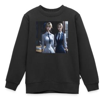Belles filles manga - Sweat Premium enfant bio - noir - Devant - AI Model Kid Female (0cm)