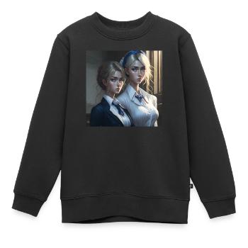 Belles filles manga - Sweat Premium enfant bio - noir - Devant - AI Model Kid Female (0cm)